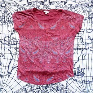 ✨ Lucky Brand || Paisley Split Back Tee